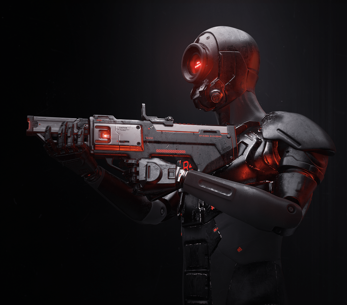 3D concept art HardSurface Military robot Scifi Weapon