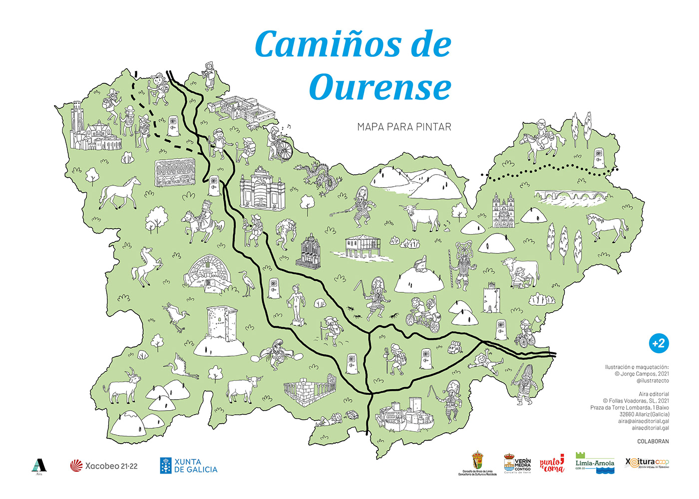 art Camino de Santiago color digital painting Drawing  ILLUSTRATION  ilustratecto map ourense paint