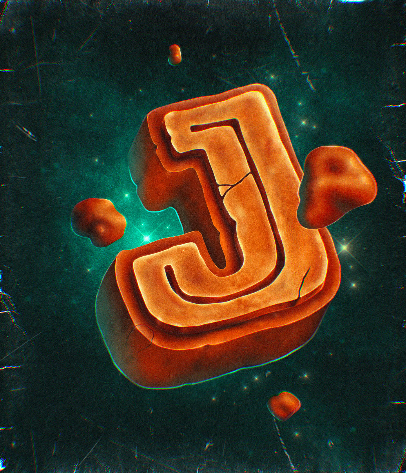 Digital Lettering of the letter J for Jurassic Park