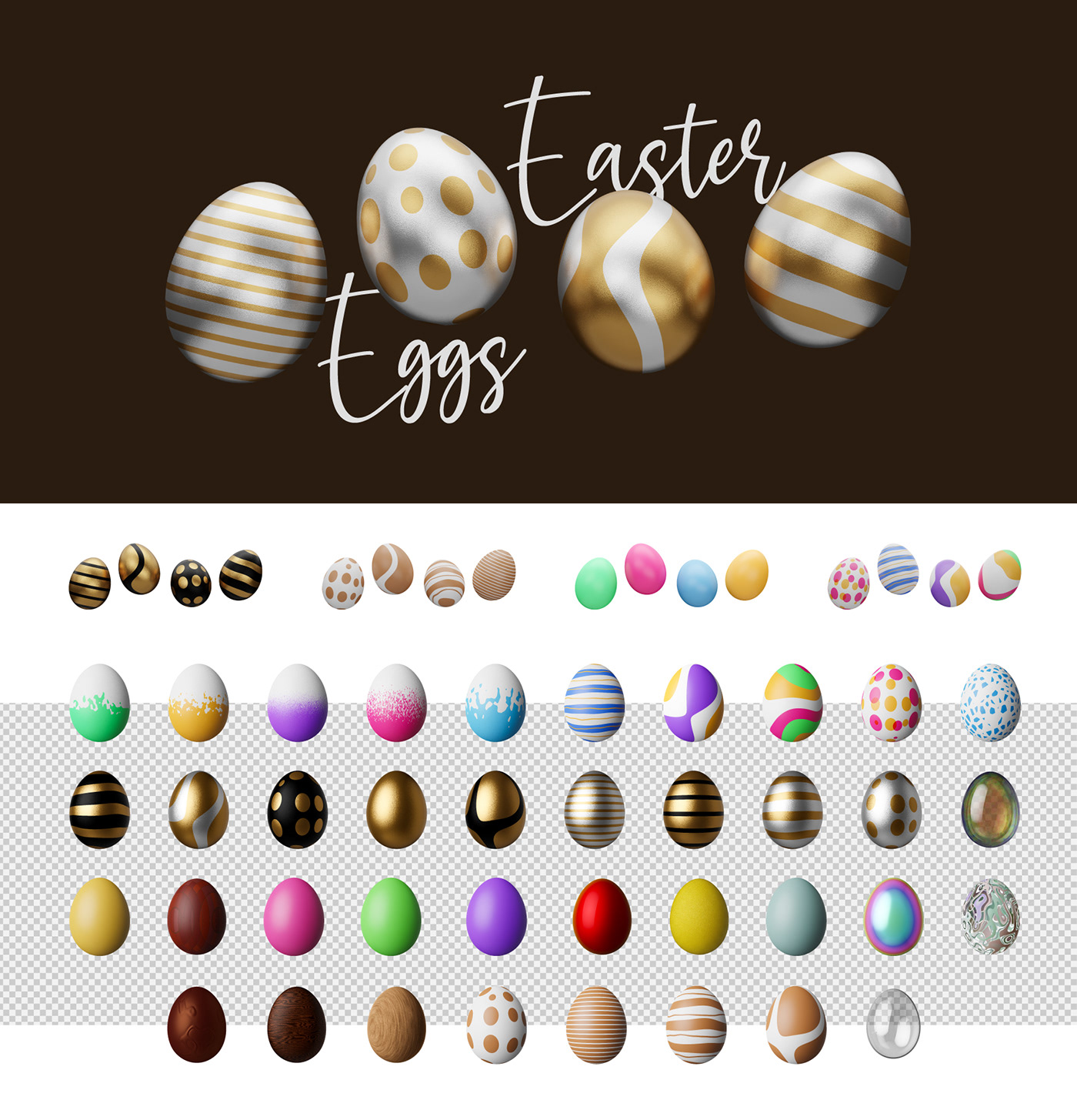 3D background card Easter egg element Isolated png podium set