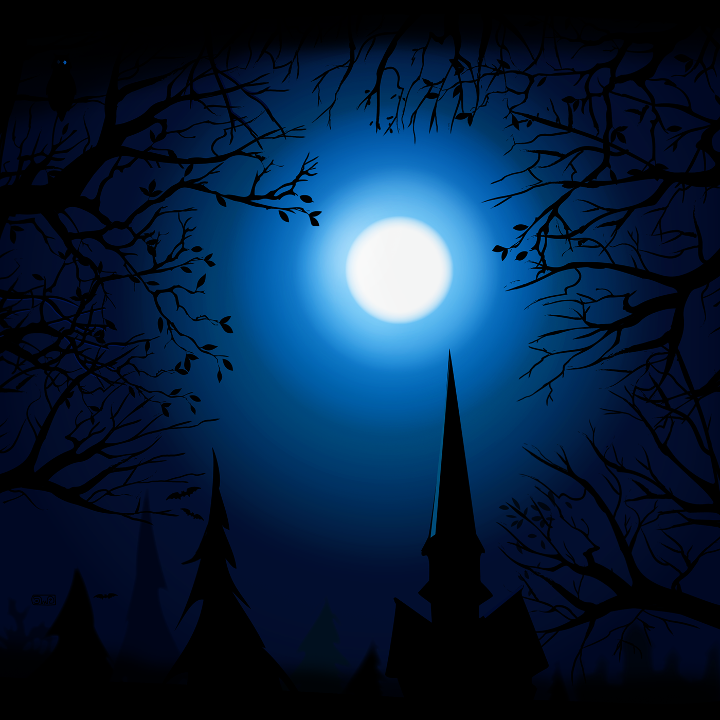 Halloween night Castle illustrations storyboard Character forest postcards environment graphic arts