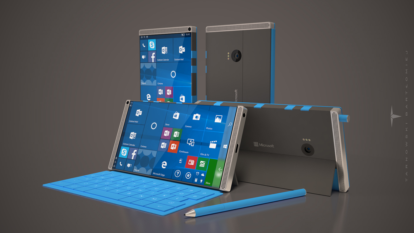 Microsoft surface phone concept smartphone 3ds MAX stylus pen