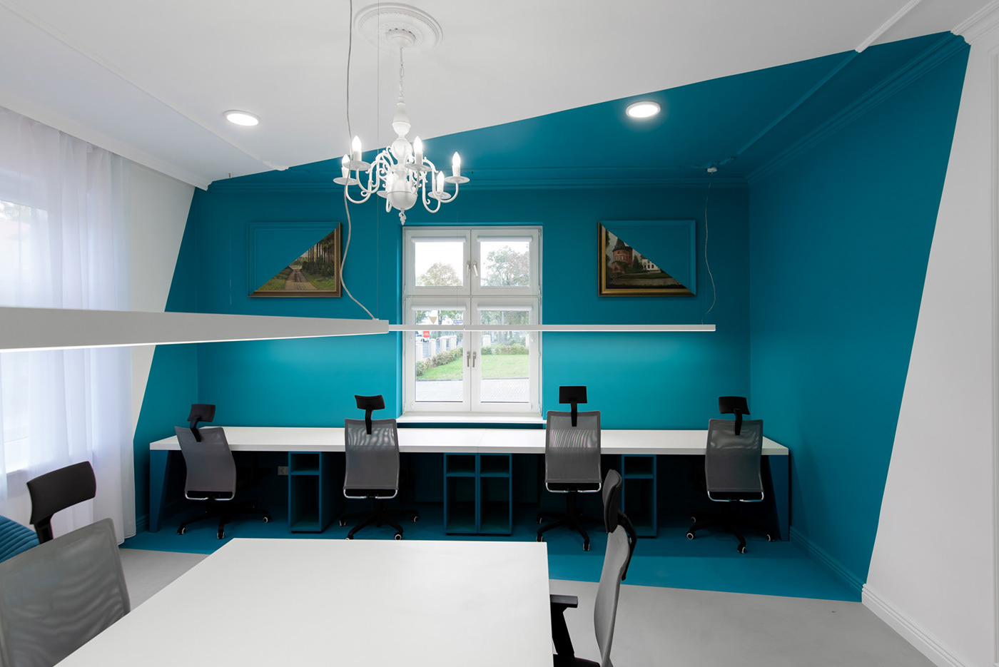 blue color colour interior design  minimal modelina architekci Office Office Design painting  