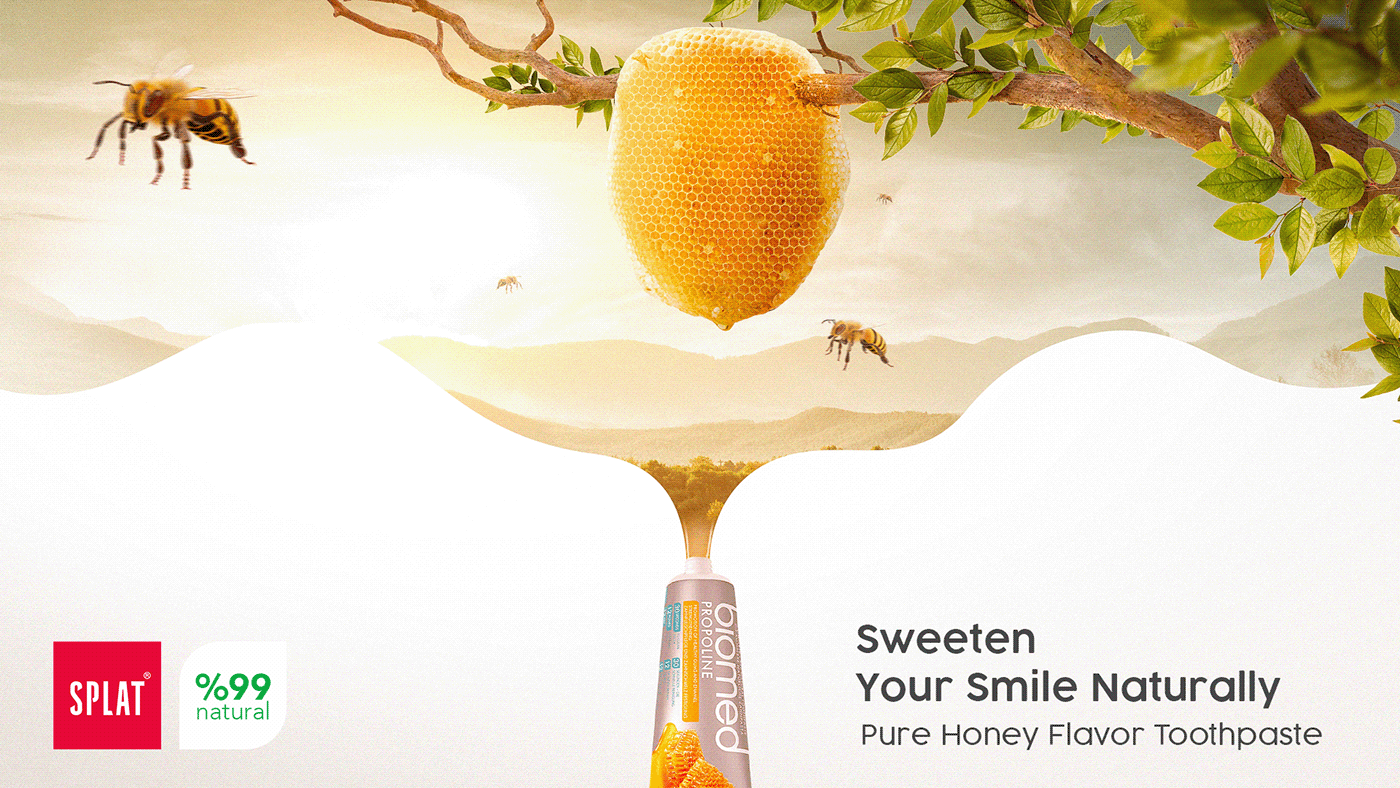 toothpaste splat photomanipulation ads Social media post Advertising  visual honey Nature bee