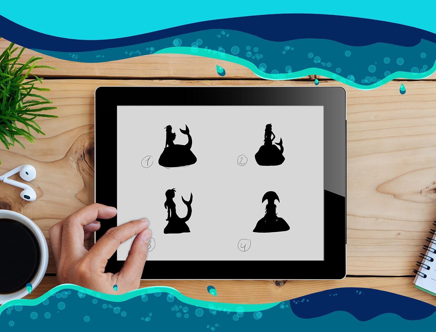 boardgame puzzle game fairy tale mermaid cartoon character digital illustration character concept