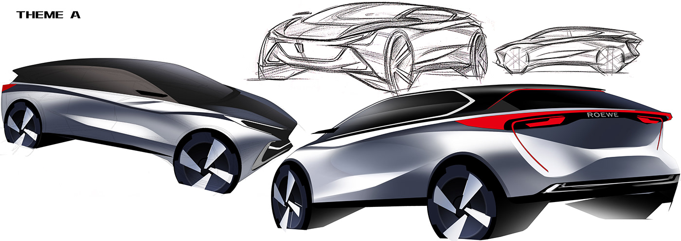 automotive   car cardesign sketch rendering Alias Roewe SAIC industrialdesign design
