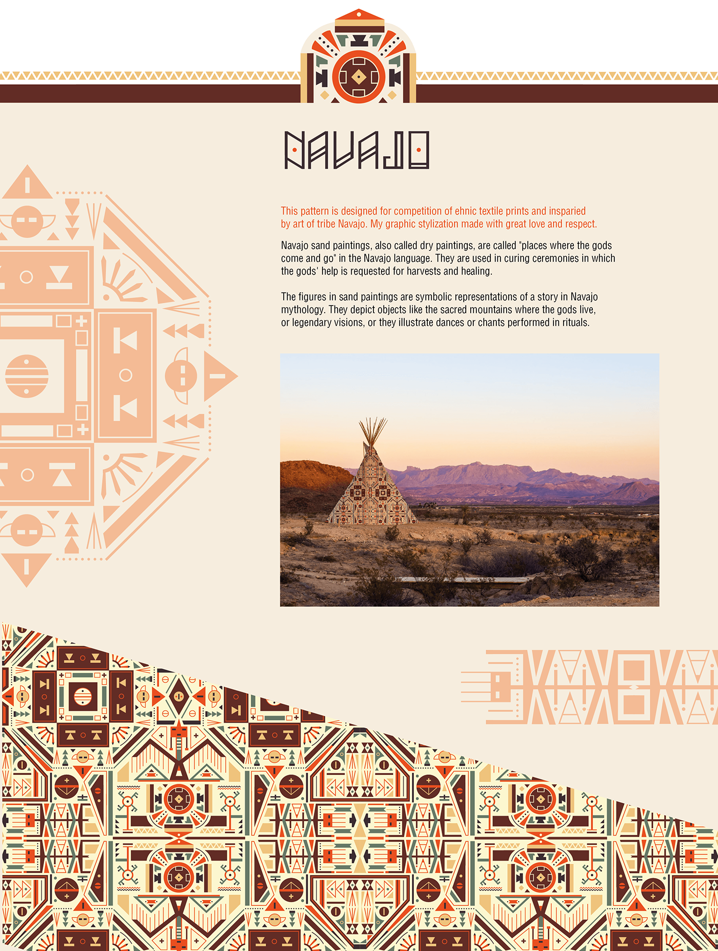 Ethno tribal geometric Ethnic geometry navajo ornament pattern textile print design 