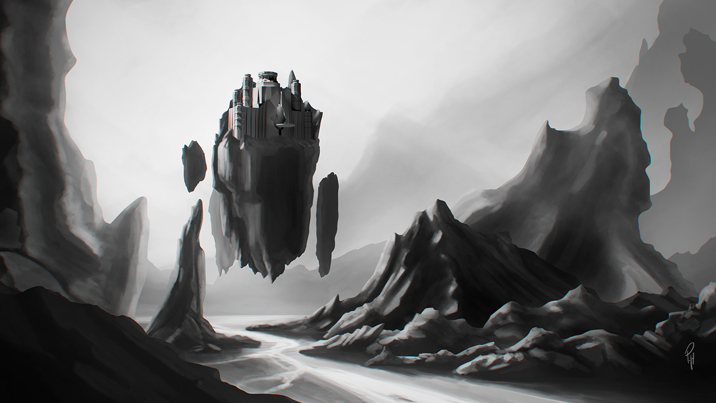 black and white Values painting  