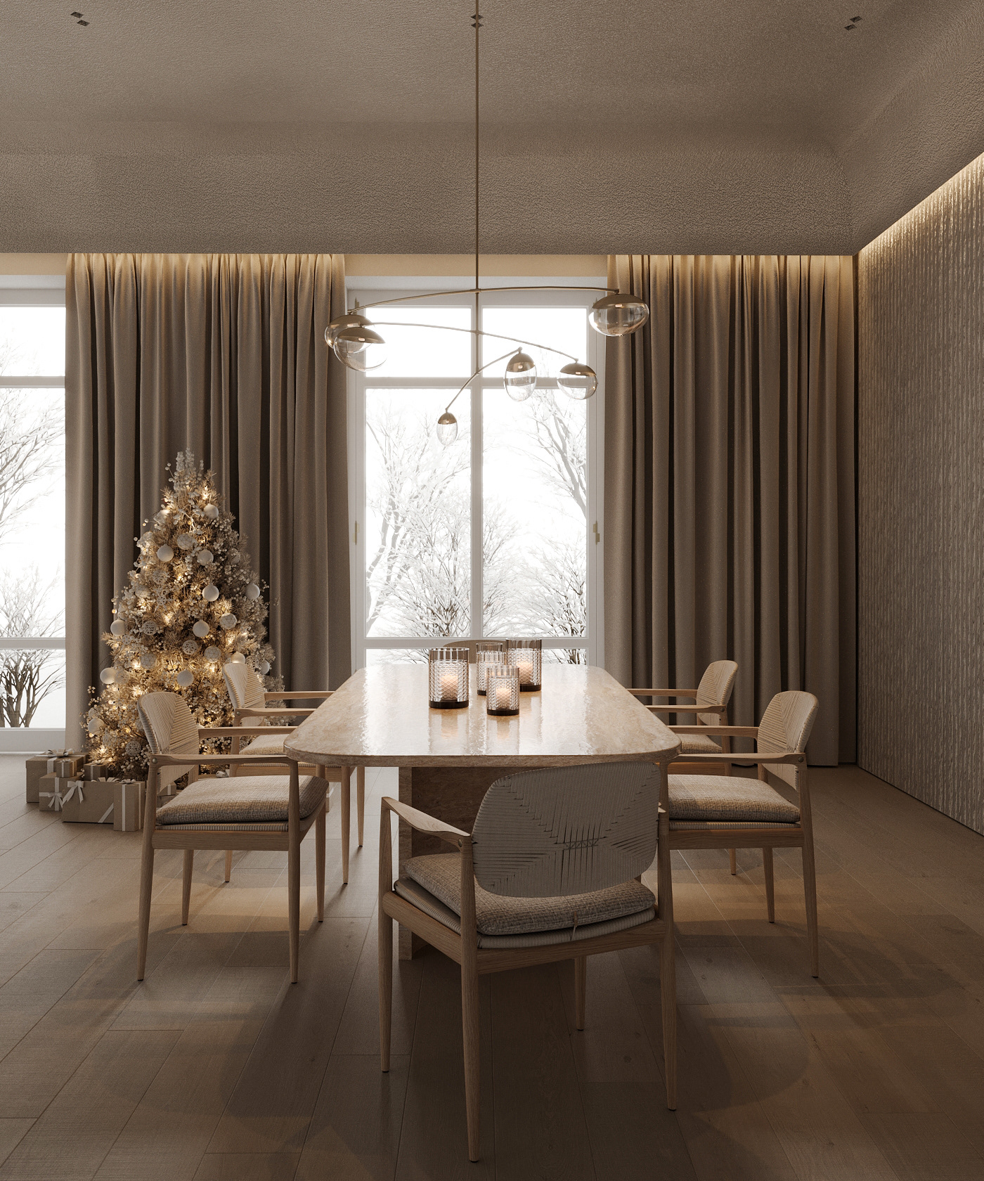 christmas Tree interior design  visualization Render 3ds max Interior Minimalism Japandi