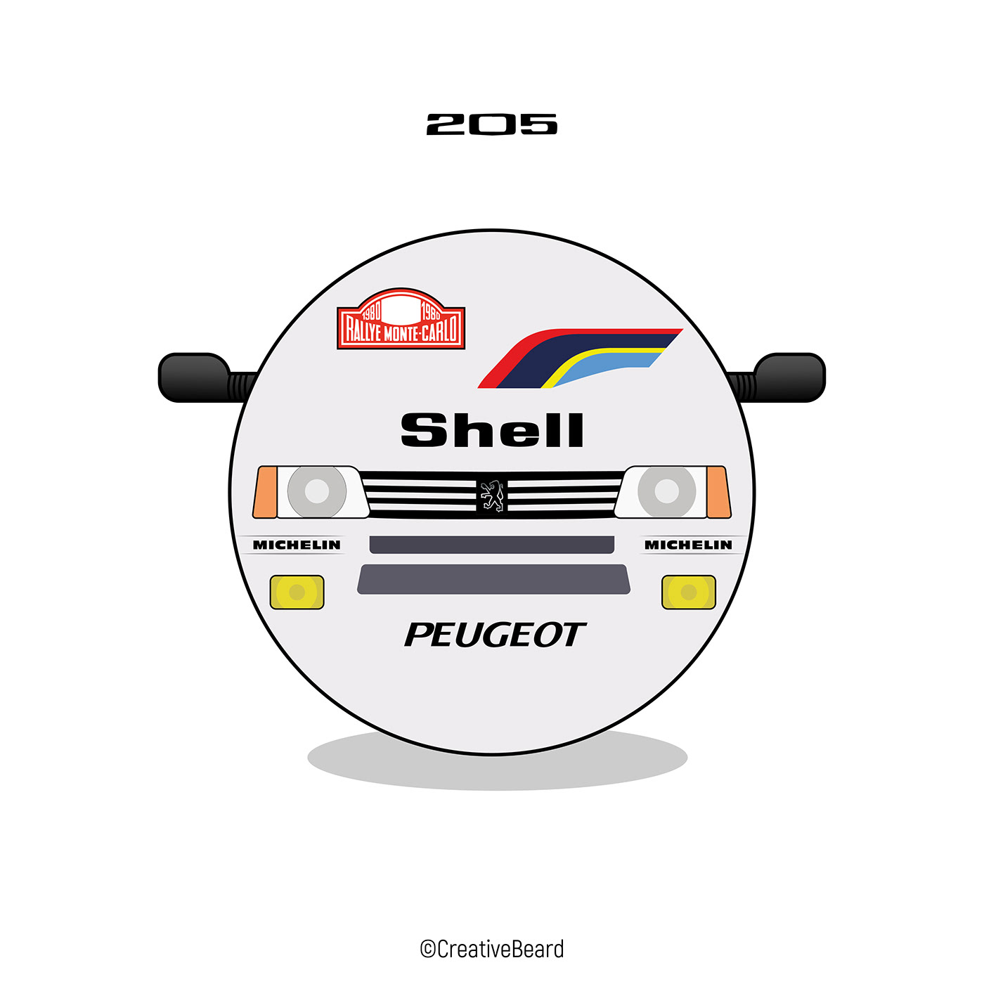 PEUGEOT 205 T16 WRC car carface rally graphic design vector ILLUSTRATION 
