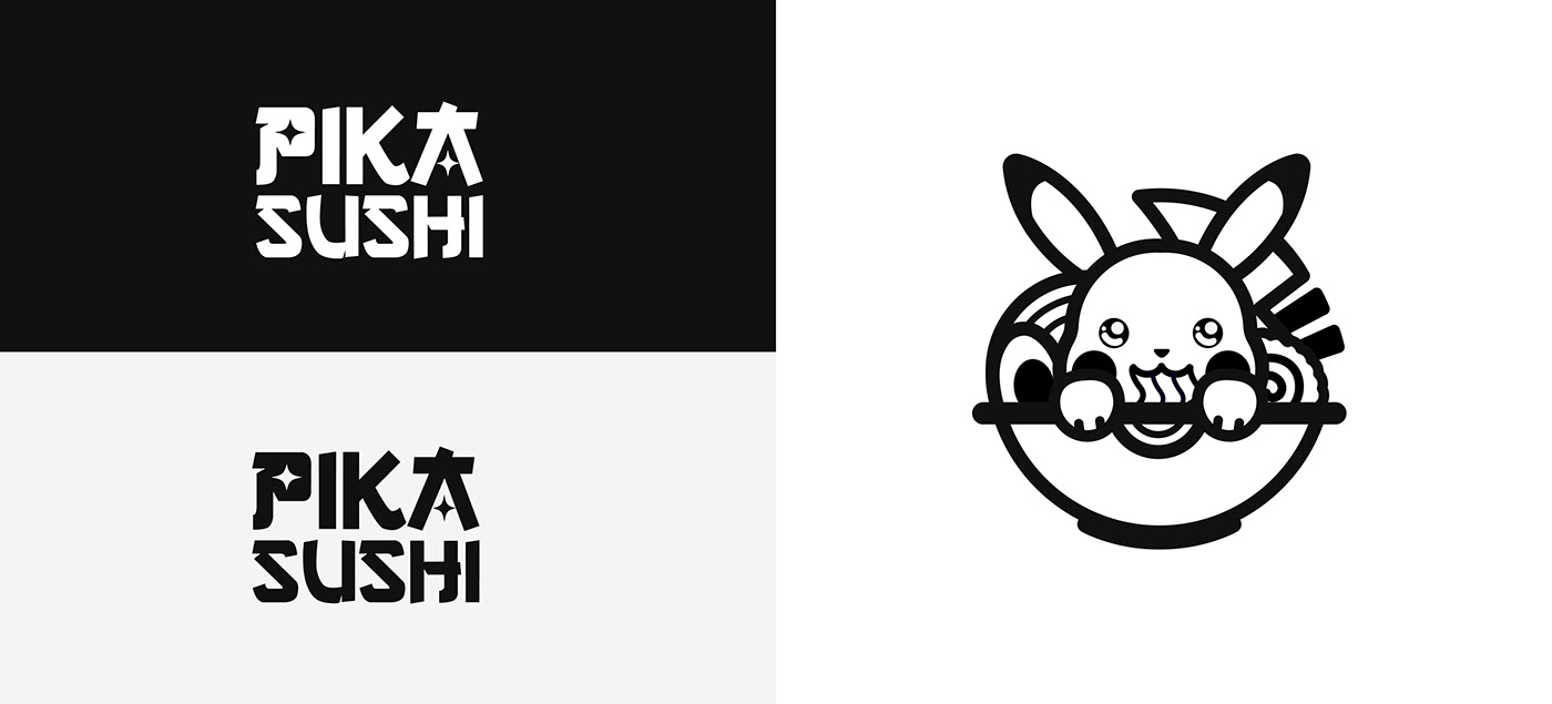 branding  sushi branding pikachu mascot logo kawaii logo cute branding anime branding pikachu logo Pokemon Branding Sushi Restaurant Branding