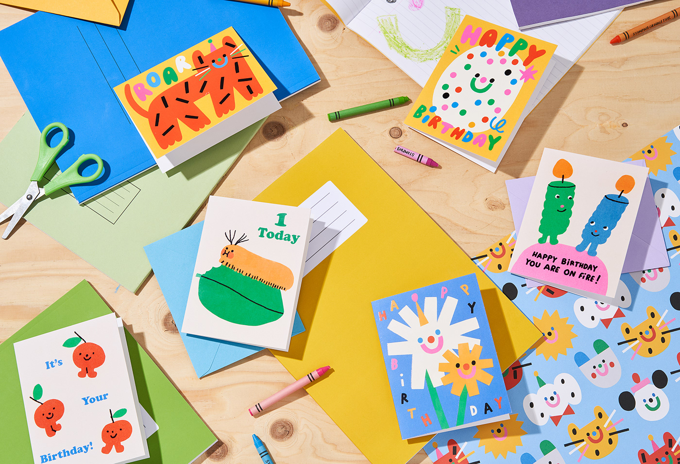 Child art digital illustration greeting card kids postcard print typography  