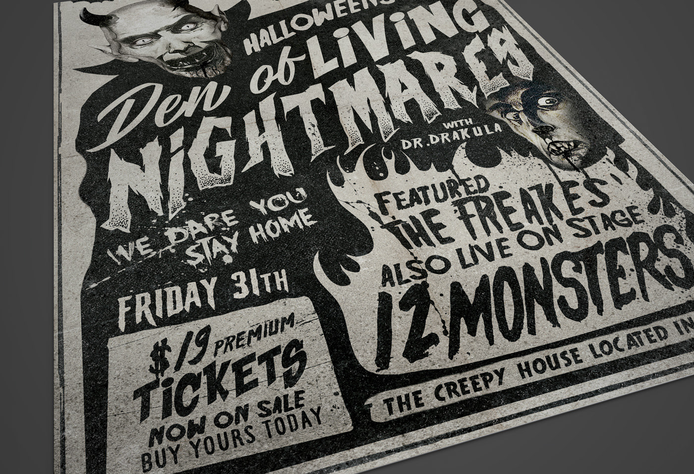 Advertising  creepy flyer Halloween horror poster Poster Design print typography   vintage