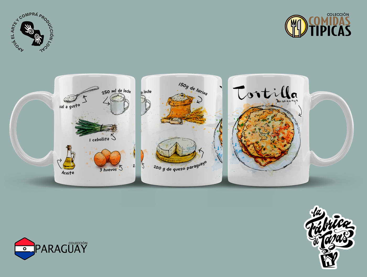 chipa comida comidastípicas Food  ilustracion Mug  MugDesign paraguay tazas