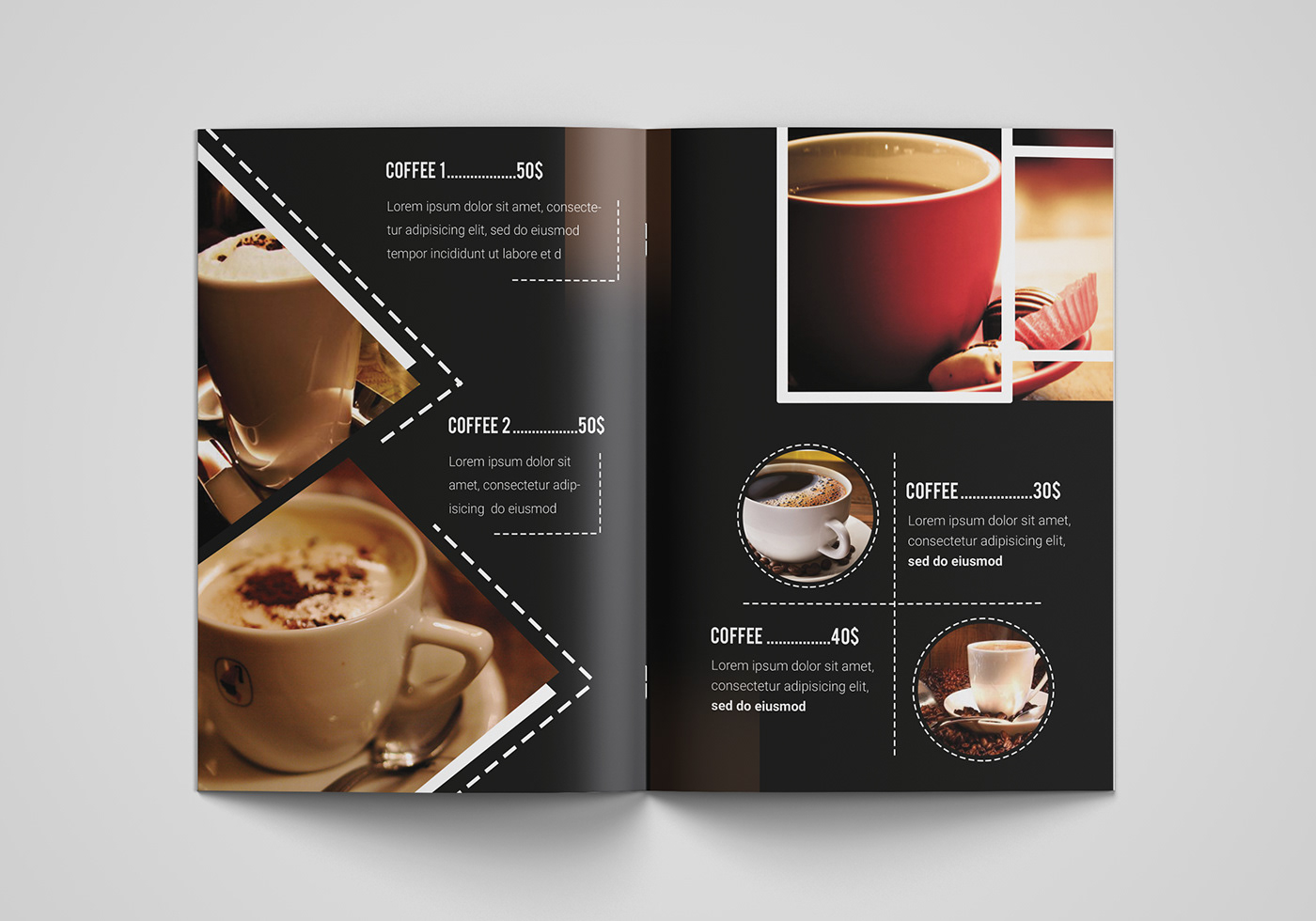 brochure restaurants Food  Bi-fold design menu Coffee