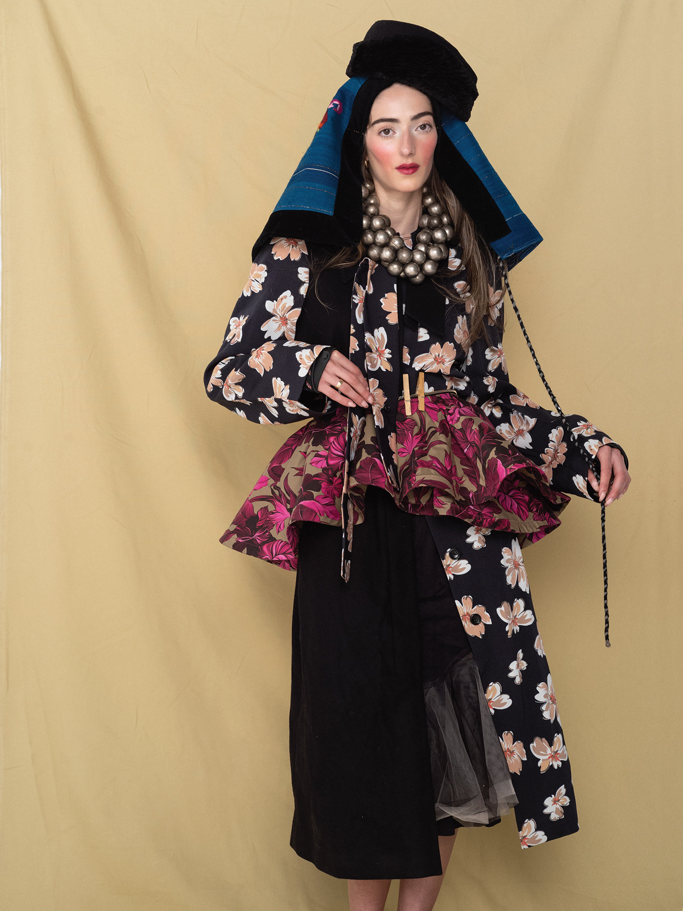 Ethno folk pattern textile fabric portrait beauty
