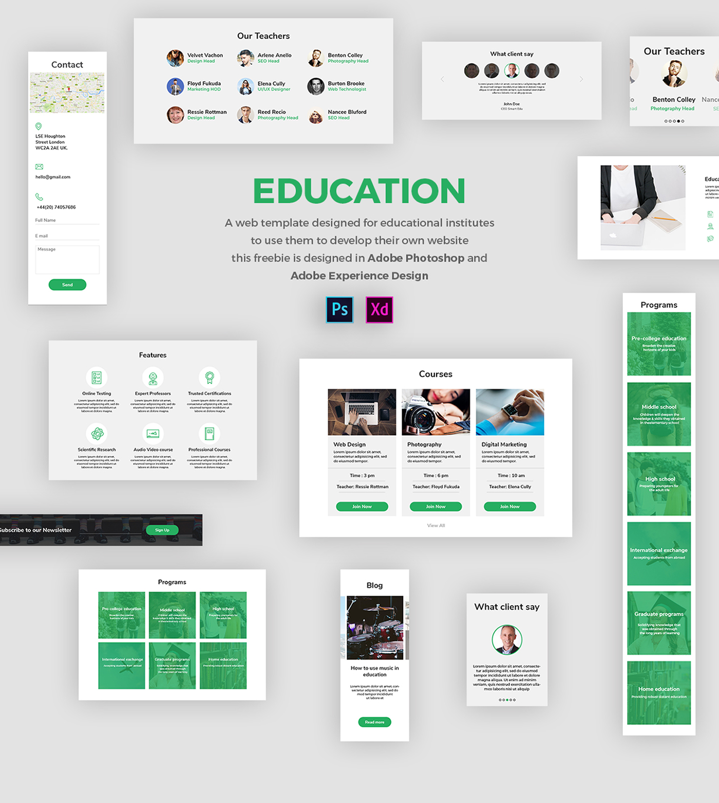 freebie Abobe ExperienceDesign Adobe Photoshop ui kit resources Web Template landing page minimal design Responsive Design mobile design