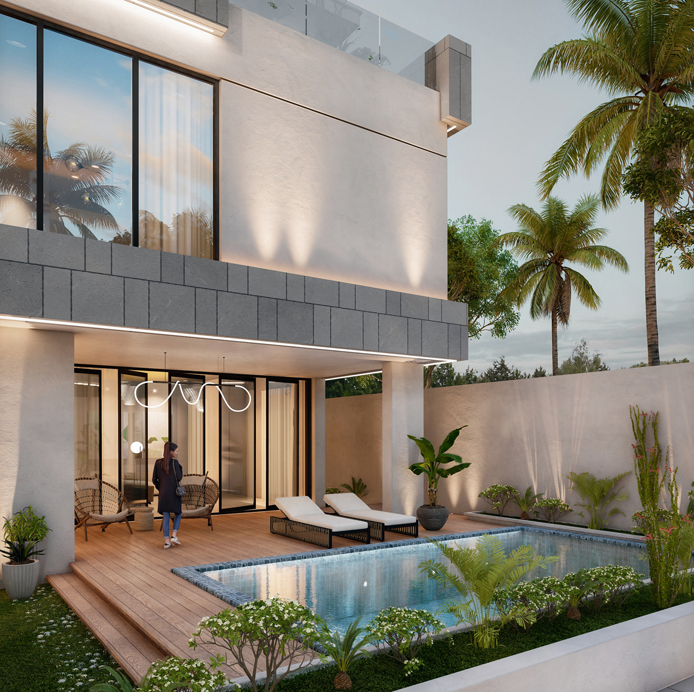 3ds max architecture exterior exterior design Modern Design Render Villa visualization