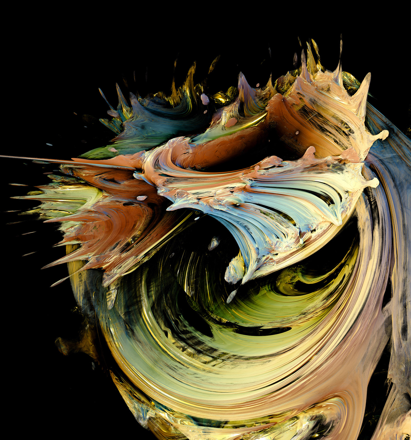 3D abstract generative splash art colorful digital mandelbrot mind wallpaper