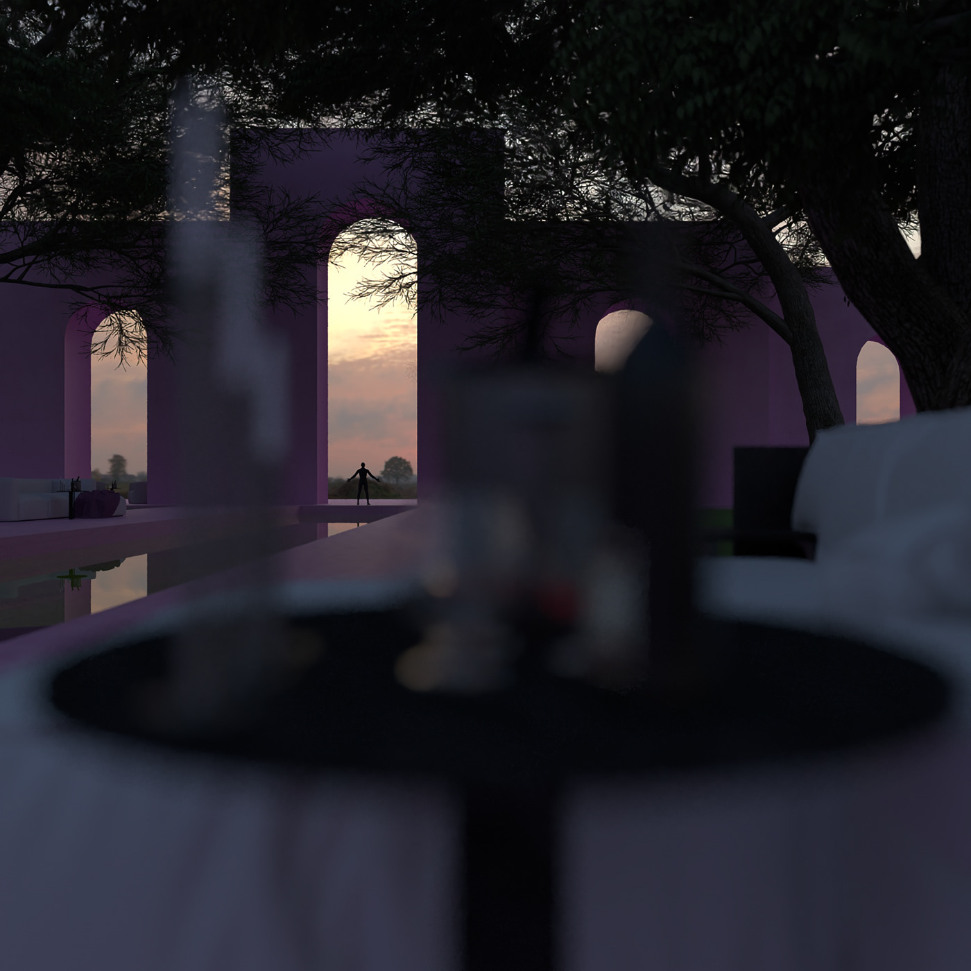 Outdoor relaxation meditation 3D architecture archviz CGI exterior visualization