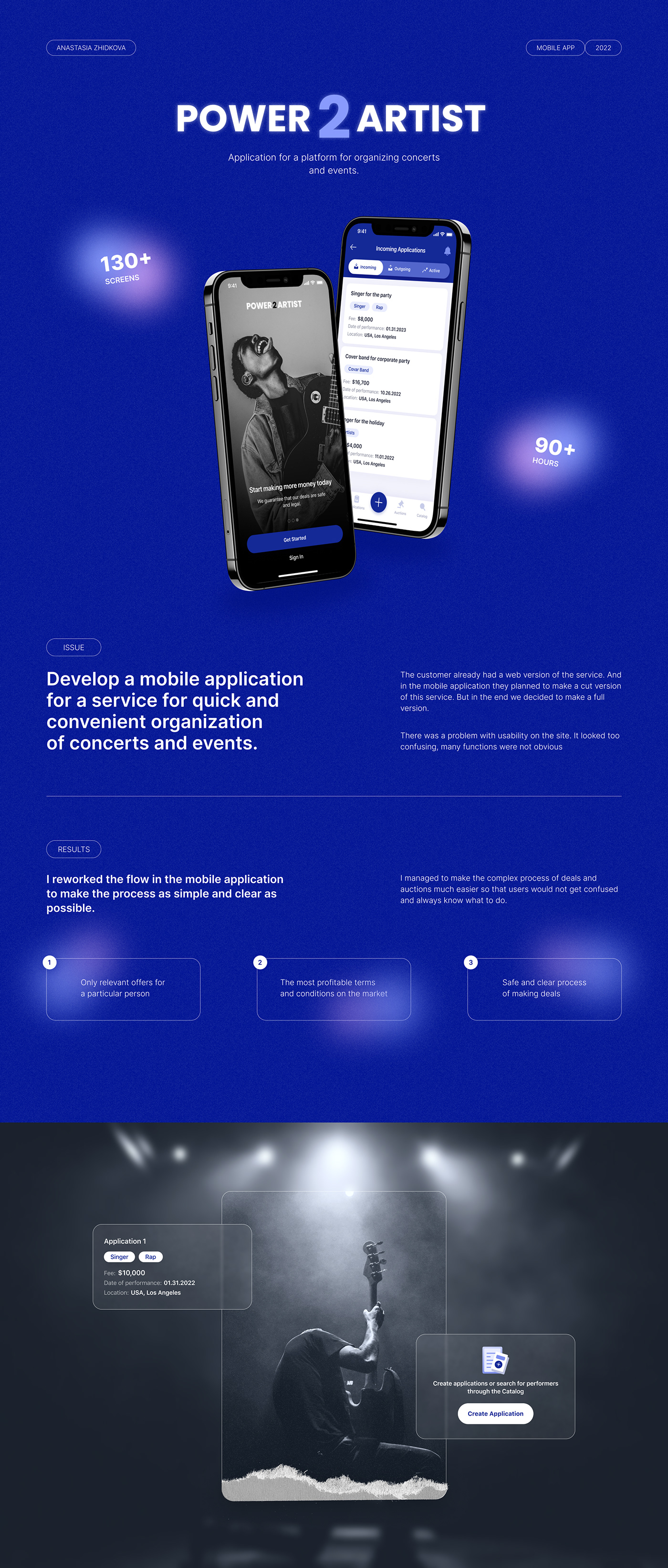 app artist business inspiration mobile motion music portfolio UI ux