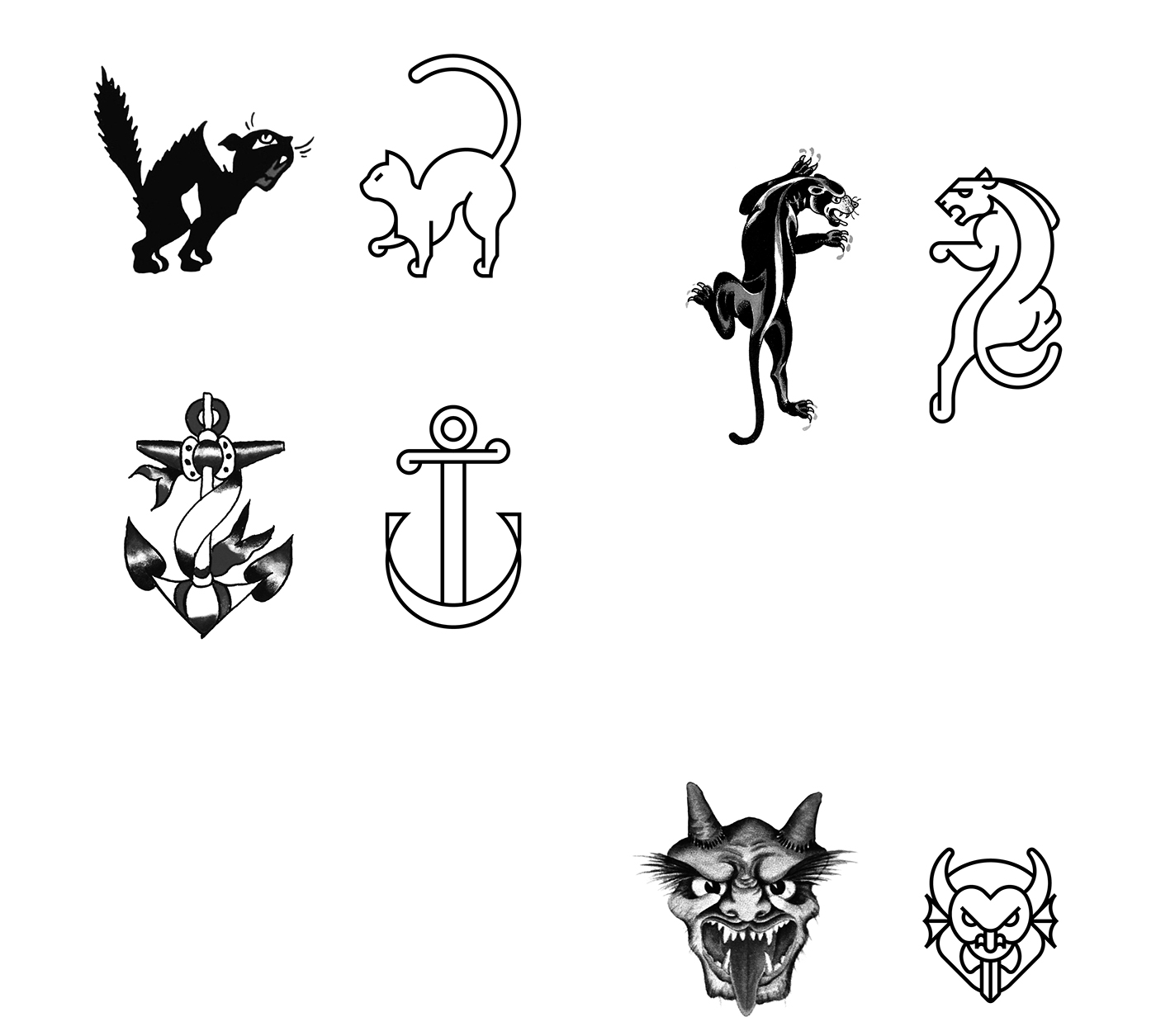 old school tattoo design icons pictograms poster ILLUSTRATION  diploma Project
