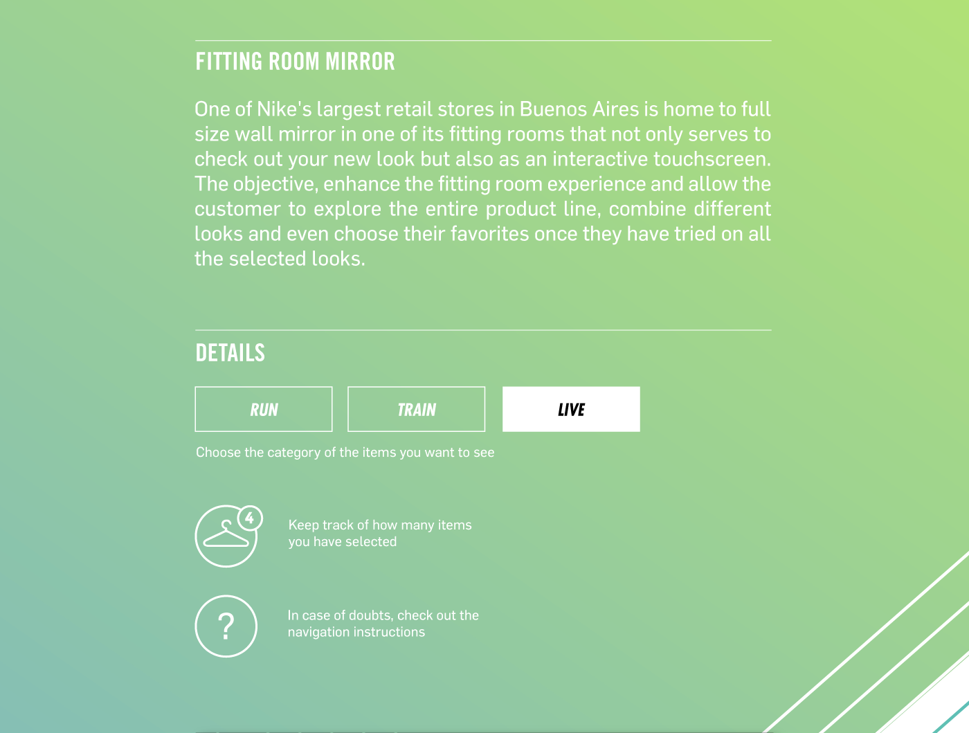 Experience Interface UI/UX Retail app design POP Experience interactive mirror interactive