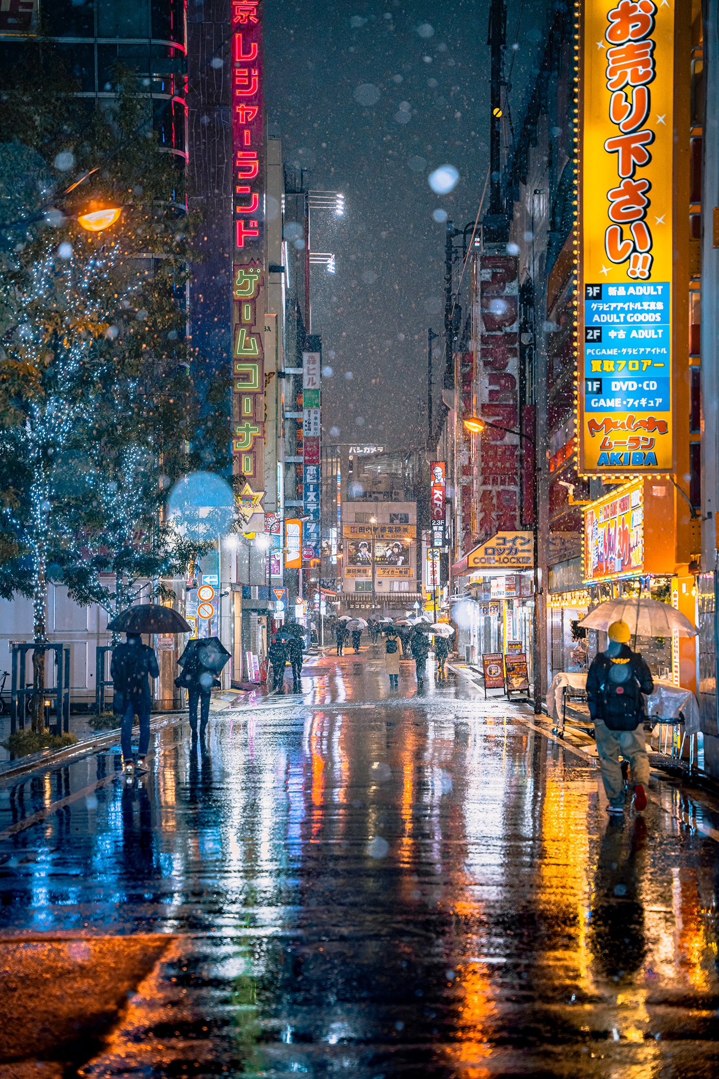blue Cyberpunk japan lightroom night rain Sony Street tokyo yellow