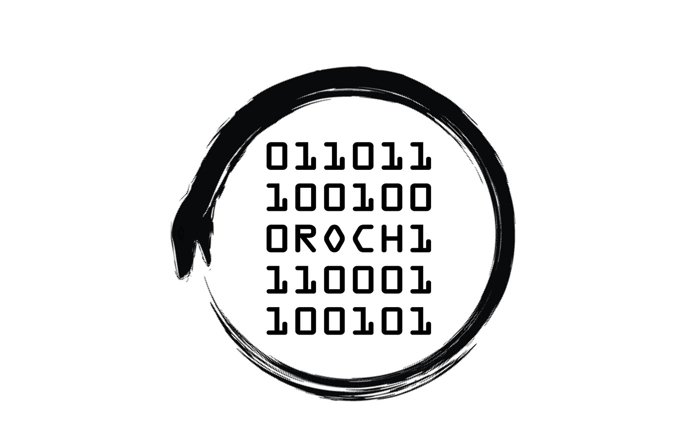 orochi japanese art logo binary code pattern design Calligraphy   snake circle