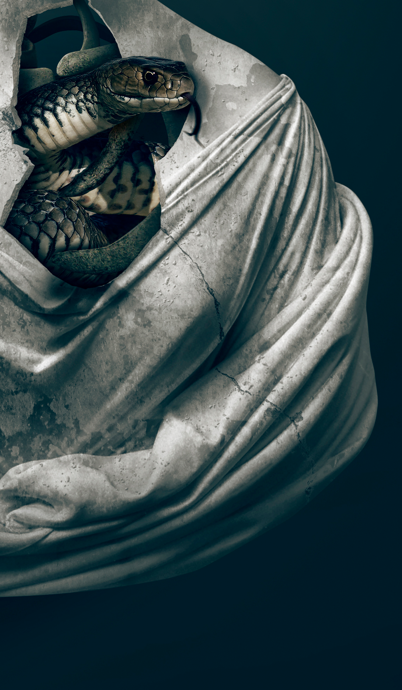 mosul statue snake raven butterfly photoshop broken Digital Art  compositing Photo Manipulation 