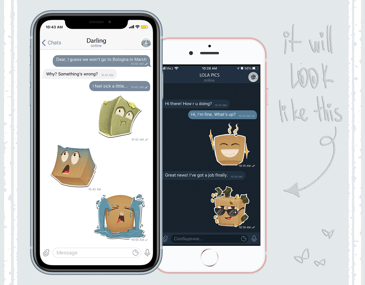app design Character design  emotions Icon ILLUSTRATION  photoshop sticker Stickerpack Telegram tofu