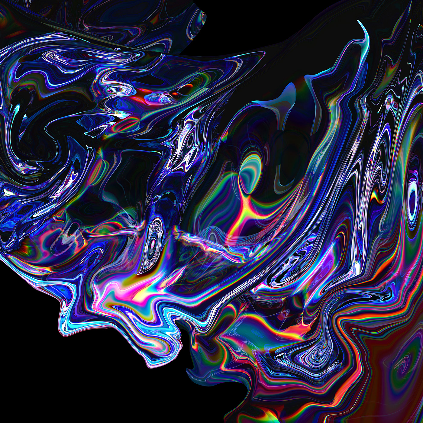 3D abstract art cloth glass gloss octane rainbow simulation weird