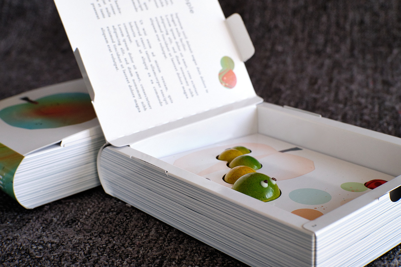 apple book shaped box Caterpillar chocolate chocolate box japan ladybird marbled paper Packaging valentine