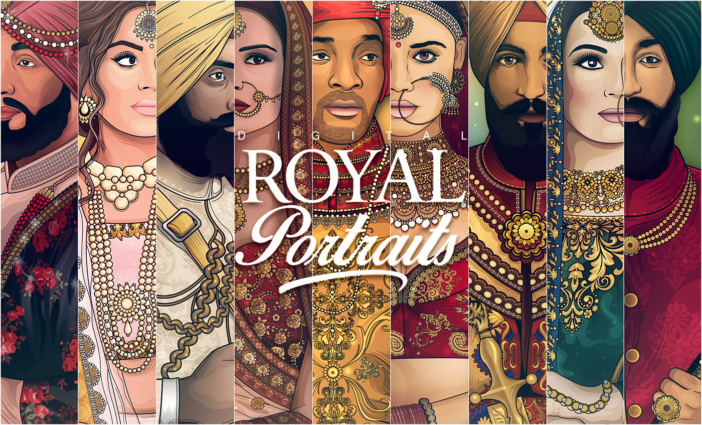 art digital indian Maharaja maharani queen king wedding