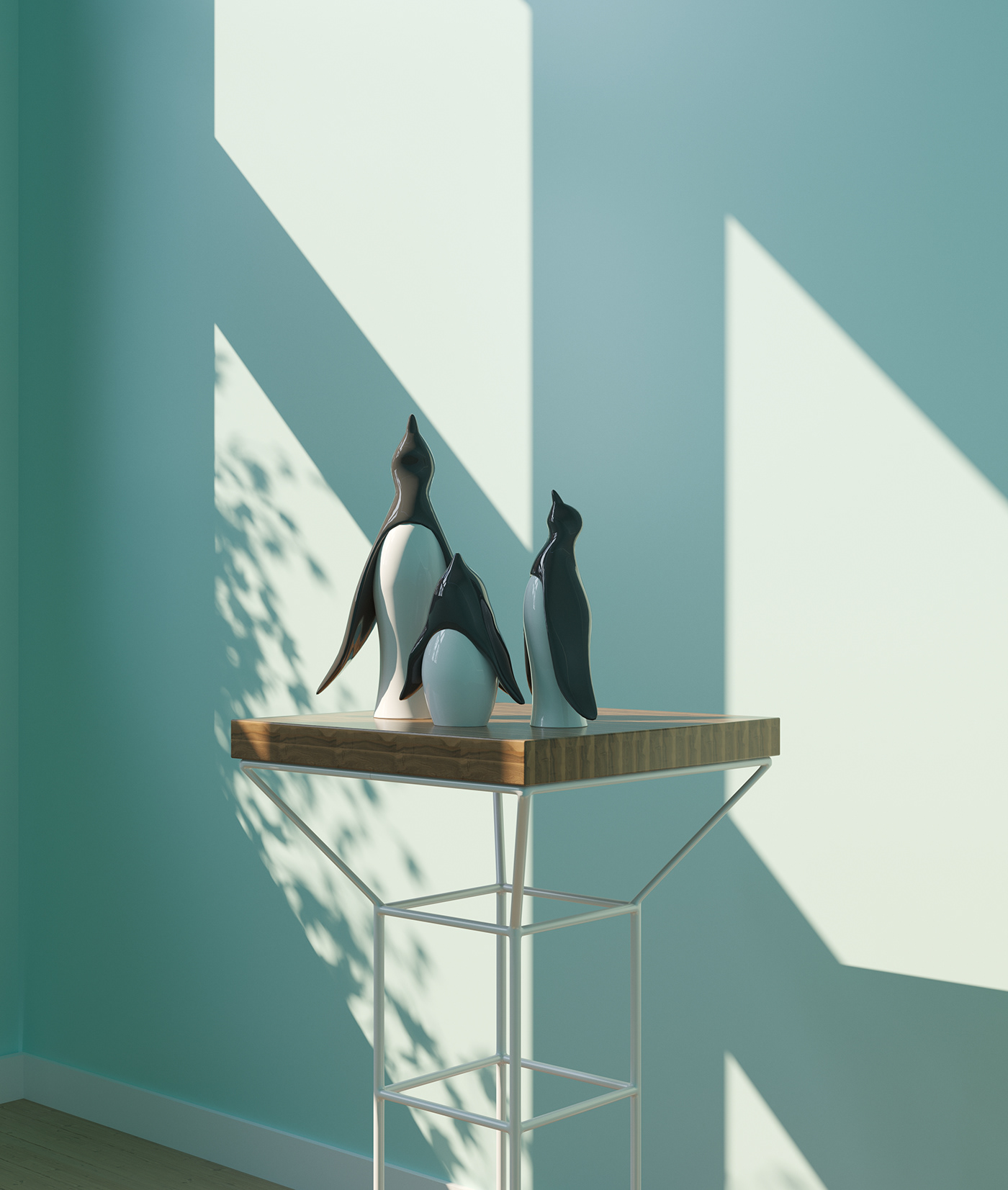 3D 3dsmax decorative design desk ınterıor penguen penguın pupple tasarım