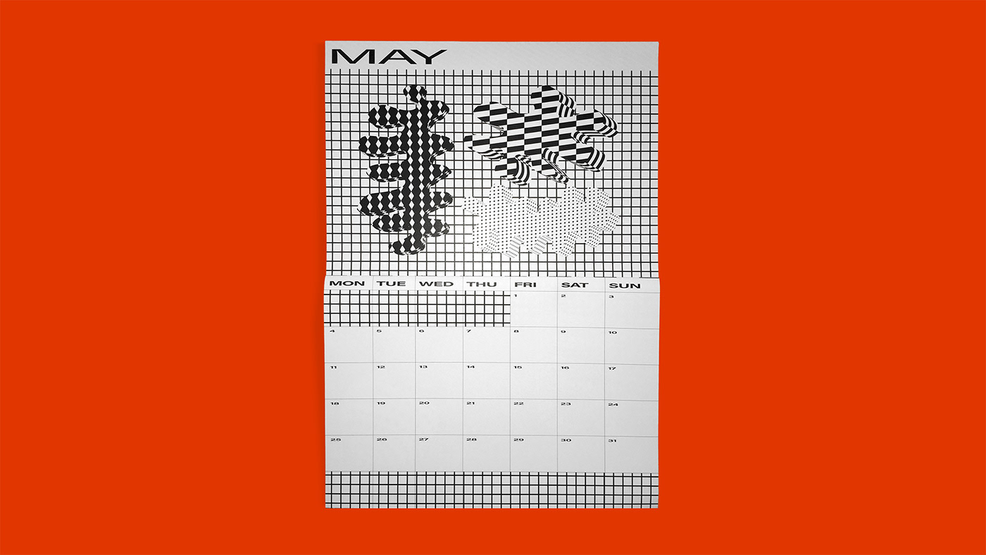 calendar editorial optical illusion black and White pattern opart ILLUSTRATION  animation  motiongraphics