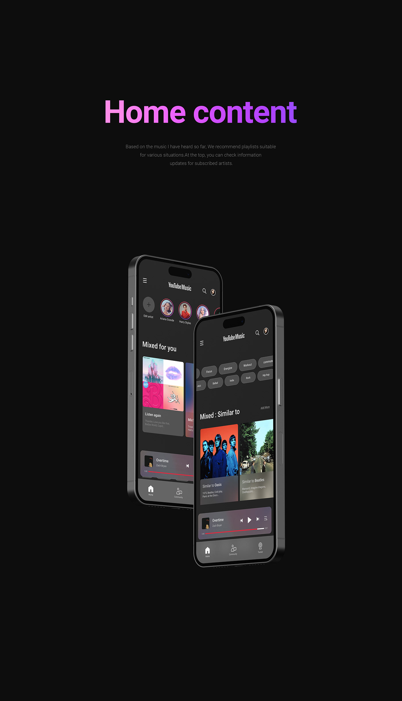 uiux app interaction Figma youtube music Mobile app app design redesign user interface