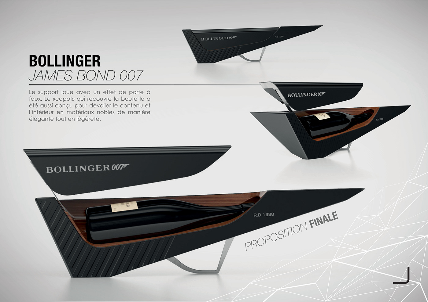 bollinger Champagne luxury Display design product design  coffret james bond