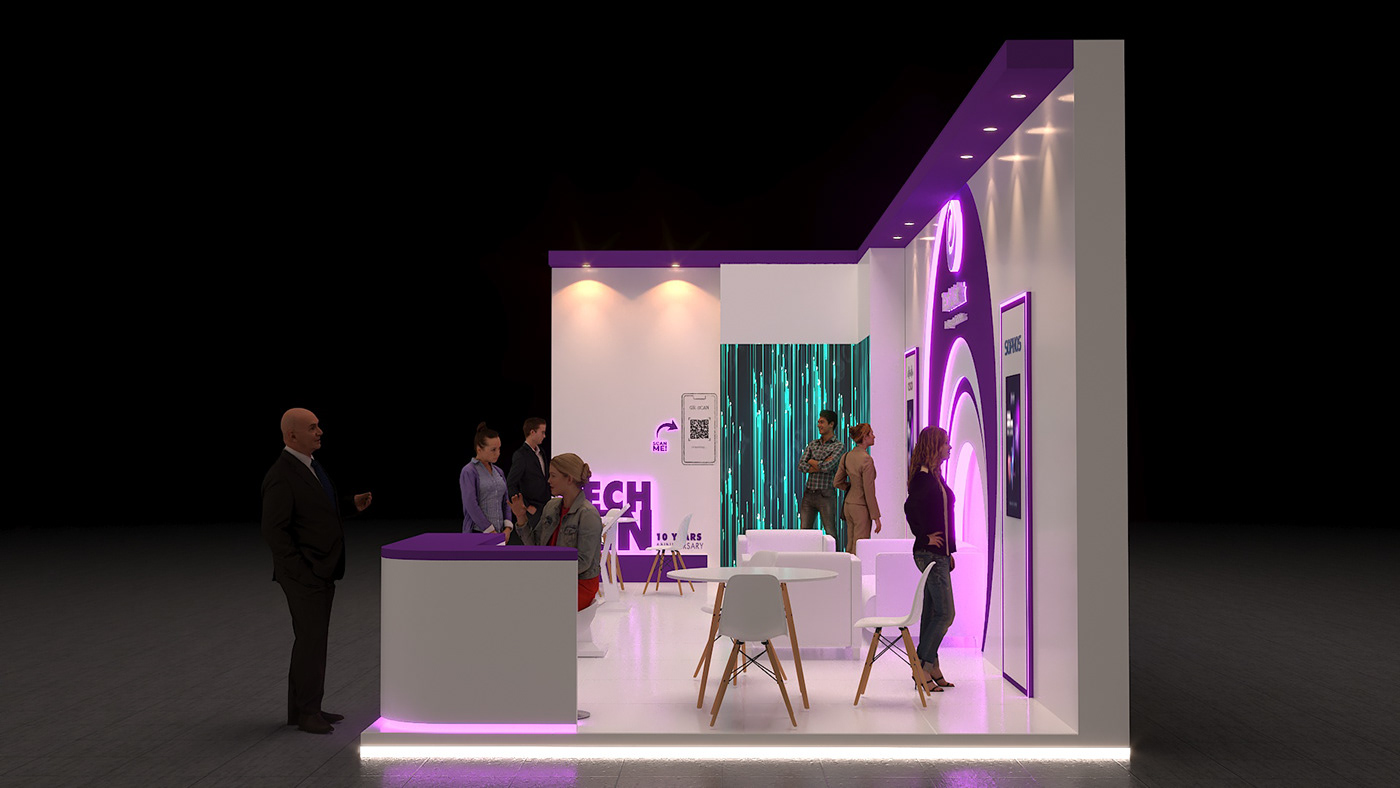 3ds max Exhibition  Stand booth Exhibition Design  Render vray modern 3D booth design