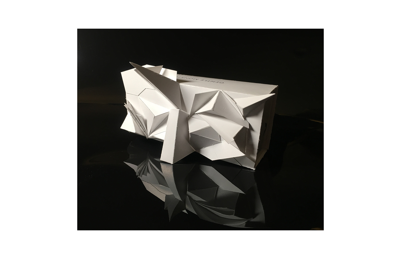 packaging design origami  sculptural Masquerade baroque Packaging structural design papercraft Sunglasses consumer packaging