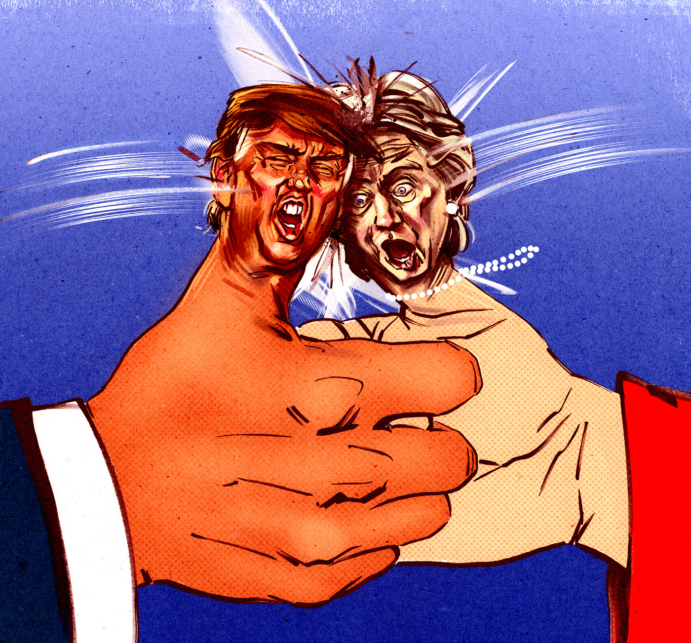caricature   portraits political ILLUSTRATION  hands satire political illustration humourous US President editorial