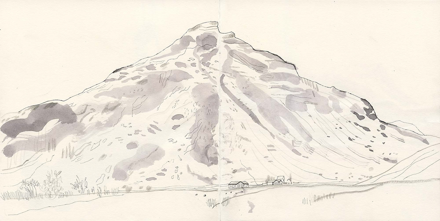 iceland sketchbook Drawing  mountains moss Natural Form Landscape Europe volcano vulcan