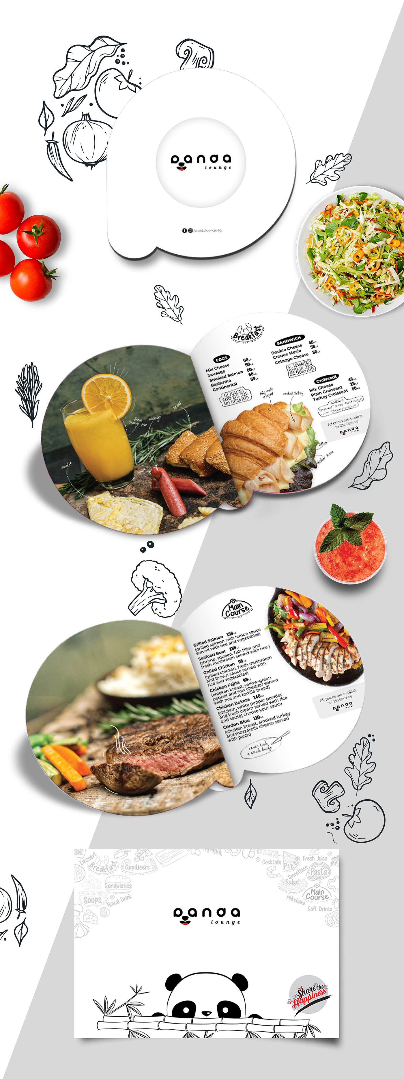 menu design menu cafe Coffee restaurant print design  print brochure Panda  acrylic