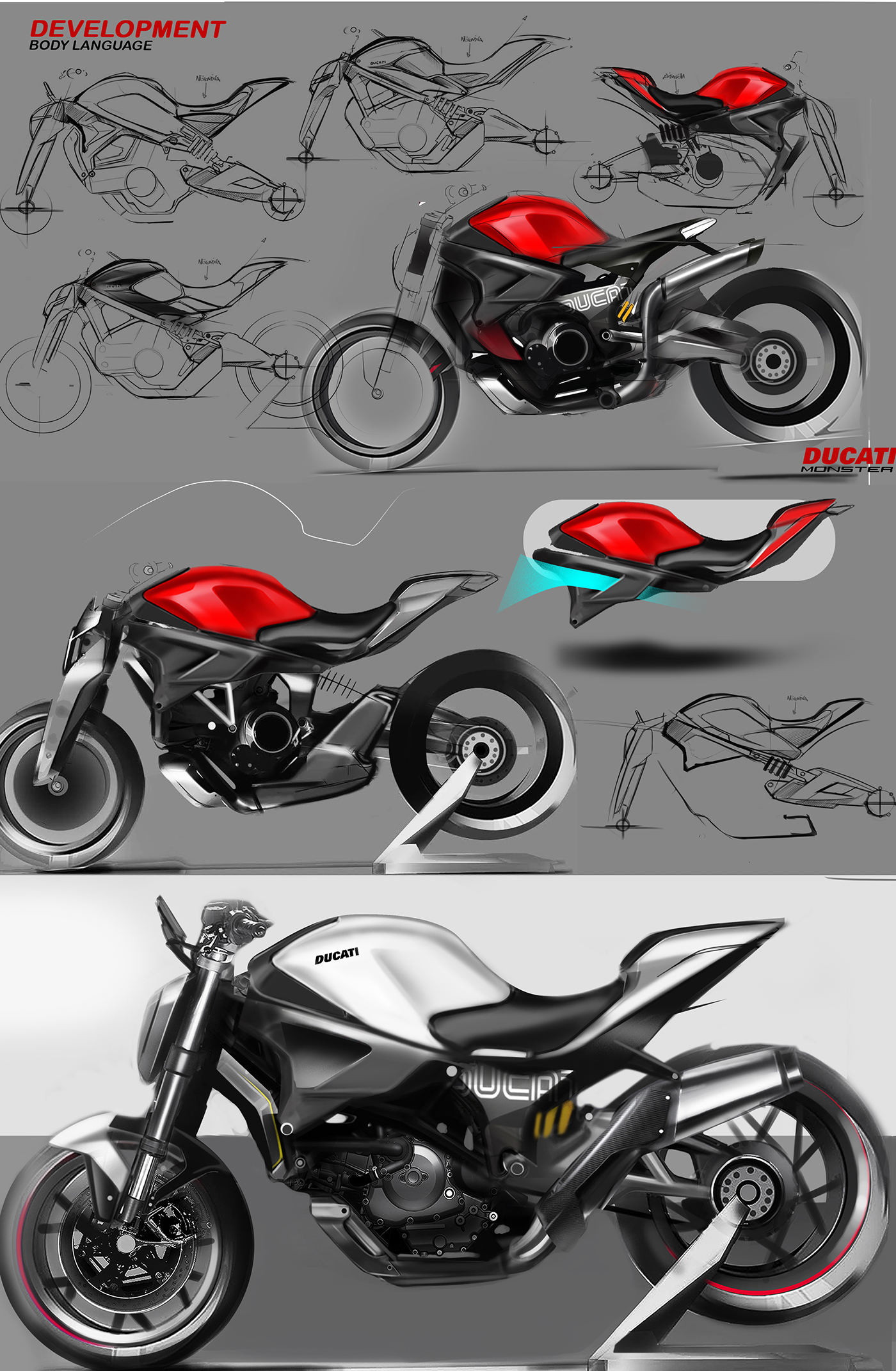 Ducati monster design marcello basilio sketch