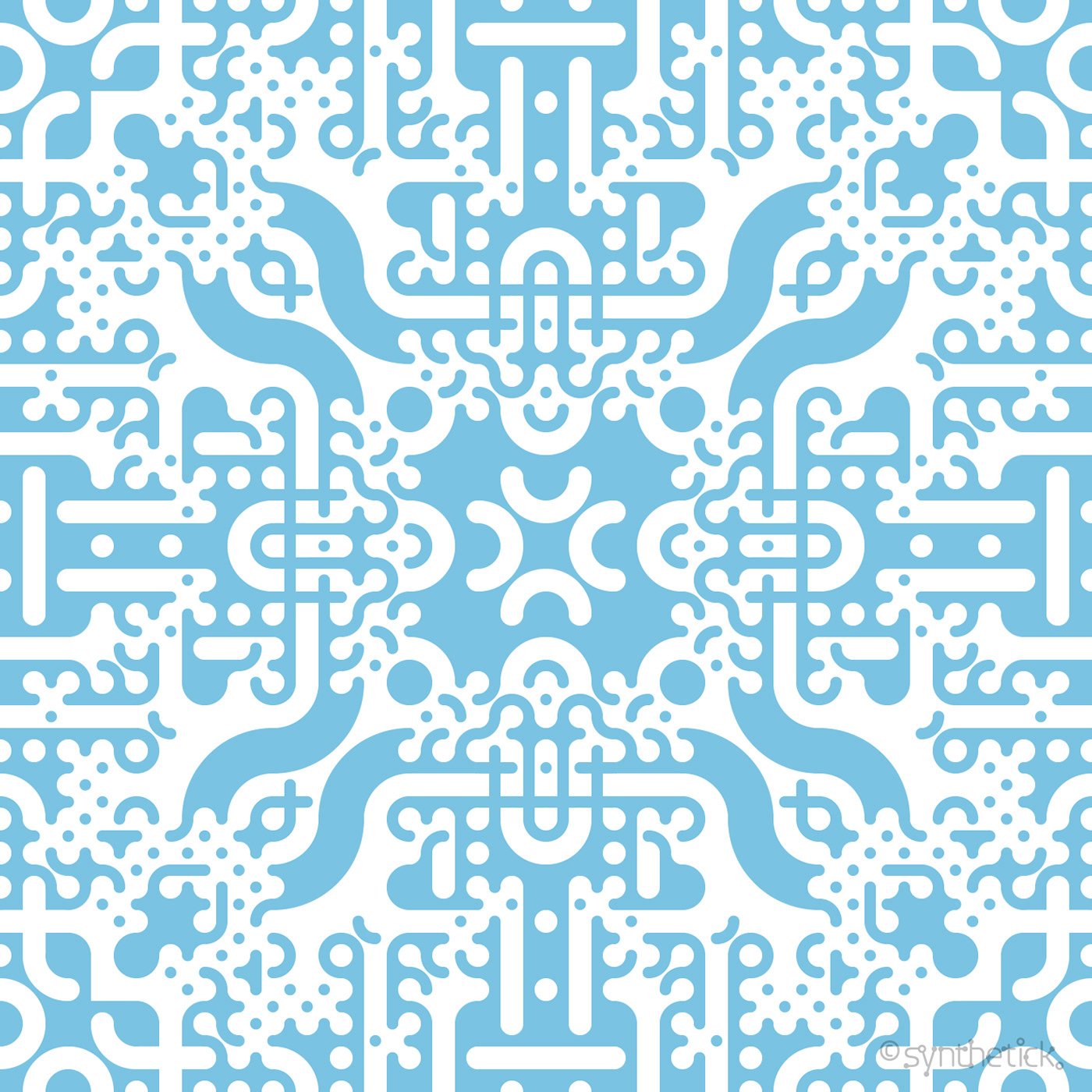 Seamless pattern of Truchet tiling. Repeating geometric shapes. Creative coding computational design