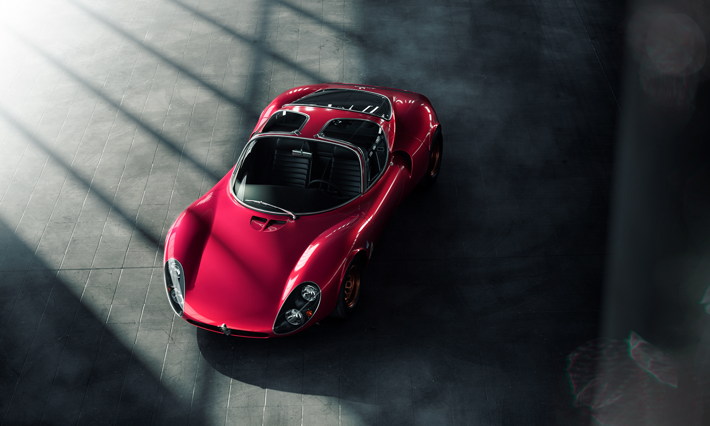 3D 3dsmax alfa romeo Auto CGI hangar red car V-ray