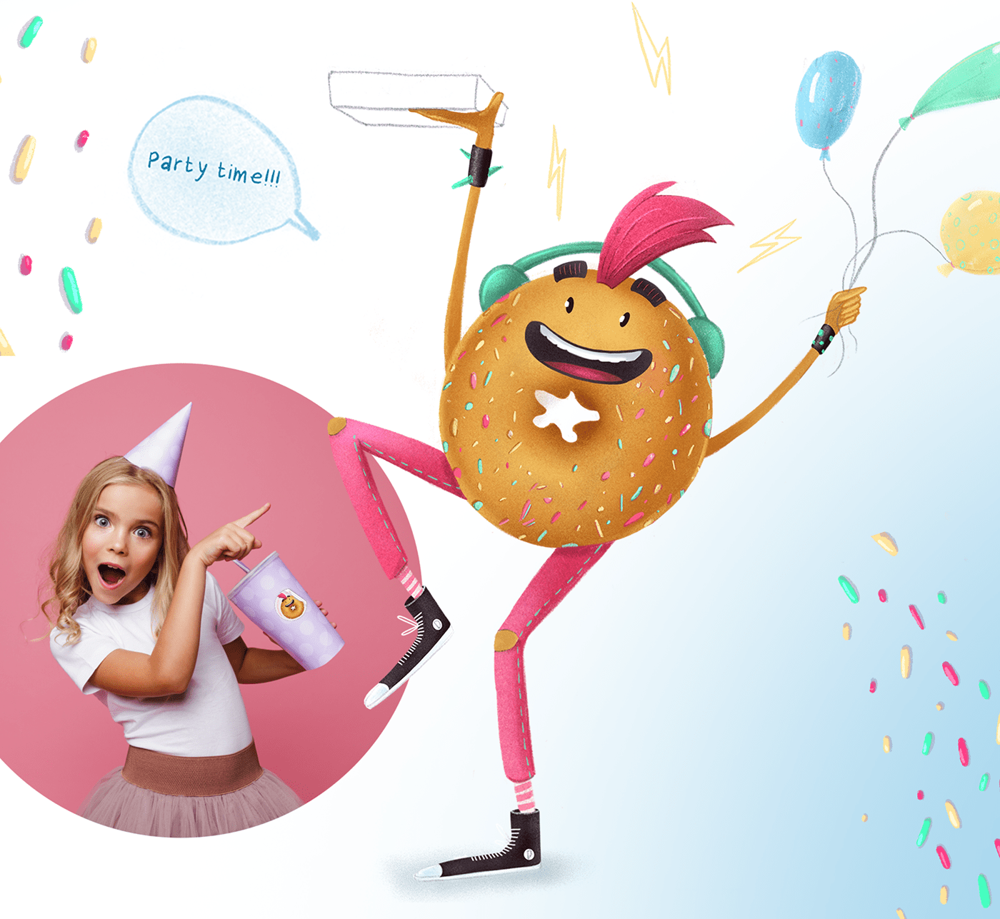 cartoon Character Character design  children illustration donut emotion Food  Mascot Social media post sticker