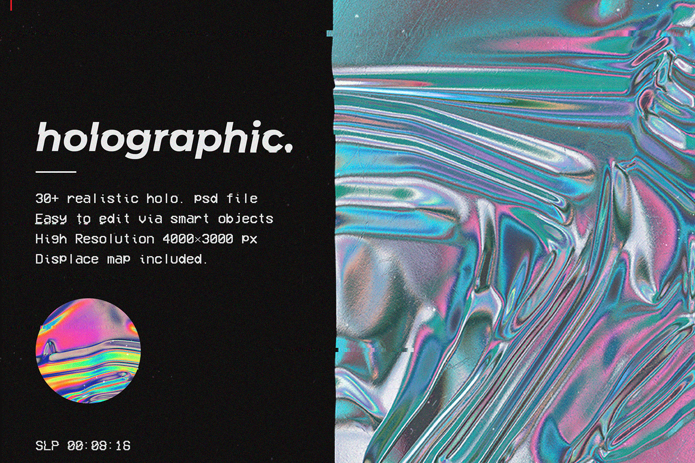 holographic design Mockup template download color art graphic photoshop branding 