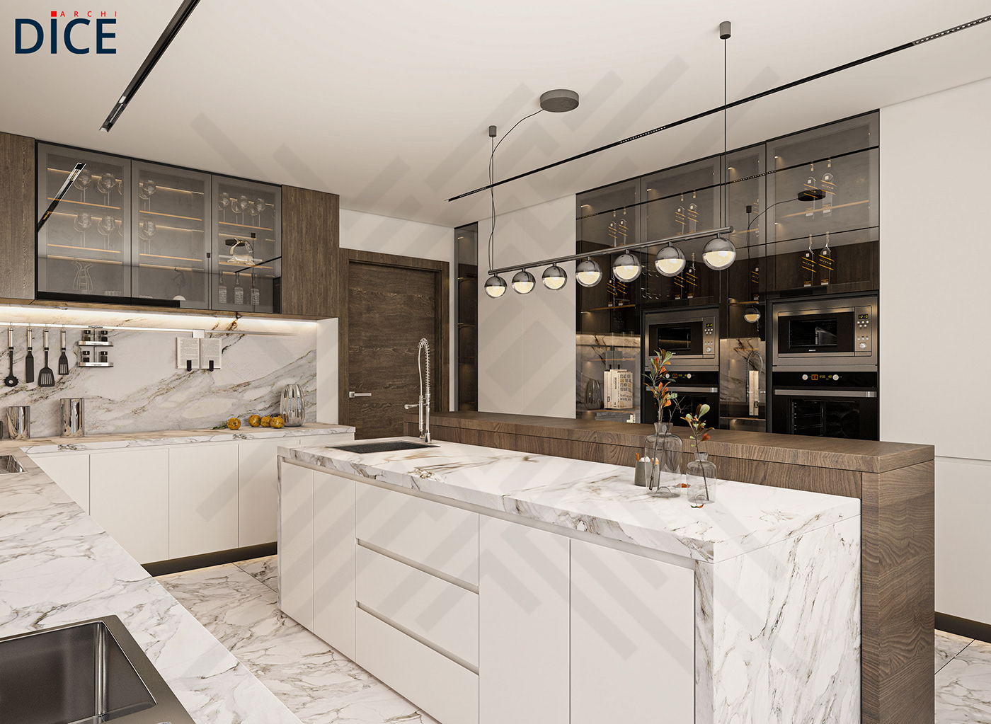 3D 3dmax archi free Interior kitchen Render vray