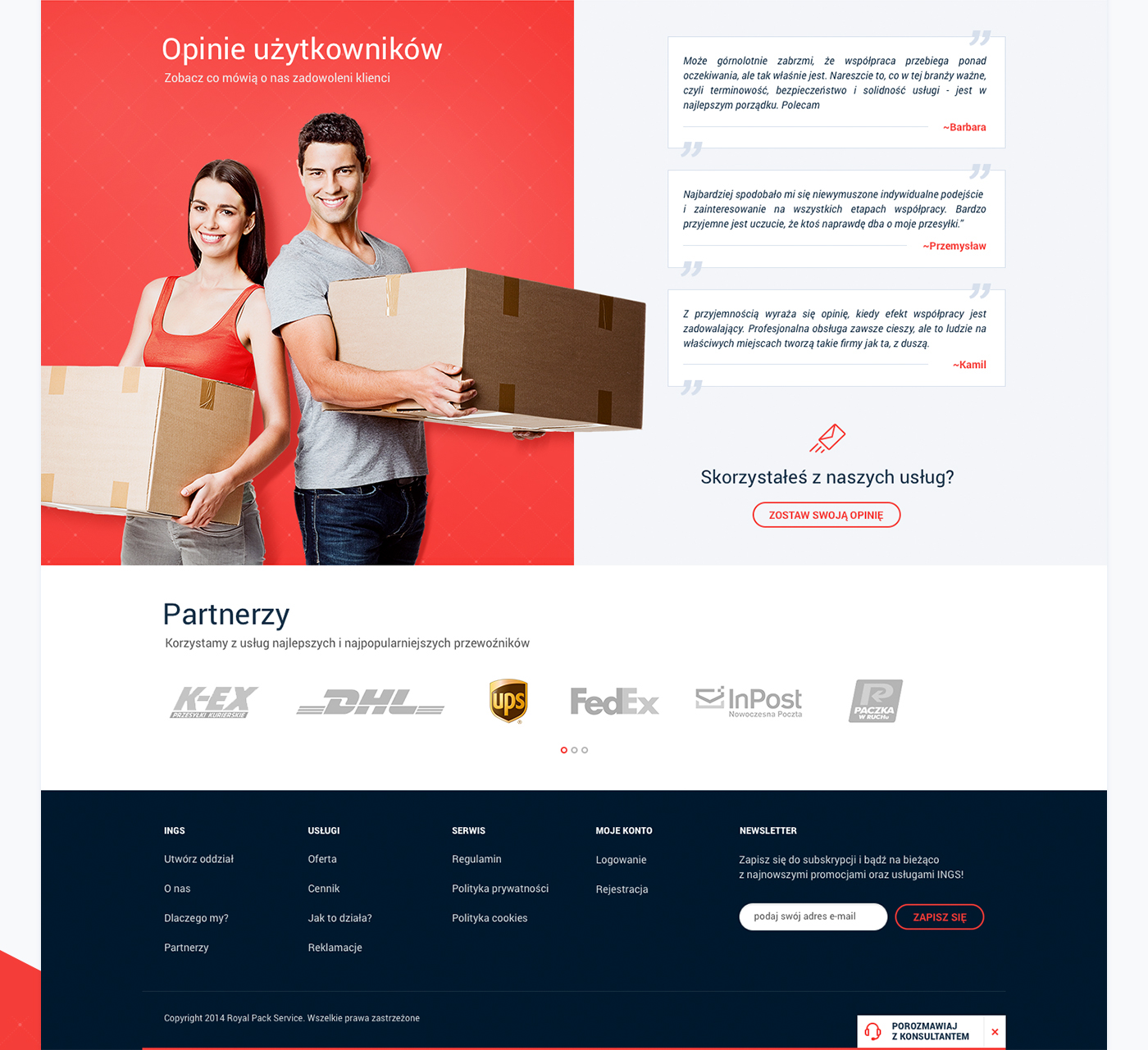 Website Webdesign courier logistic Transport delivery post box package cichonkarol
